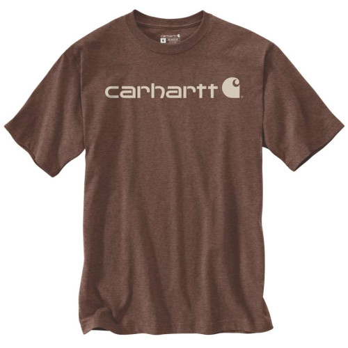 Carhartt T-Shirt Men's Heavyweight Relaxed Fit with Carhartt Chest Logo Short Sleeve Mocha Heather XS