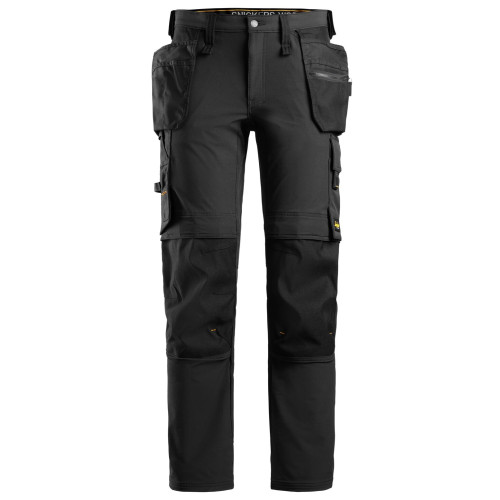 Snickers 6271 Full Stretch Trousers in Black with holster pockets and CORDURA® knee reinforcements main