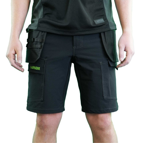Apache whistler premium 4 way stretch work shorts in black