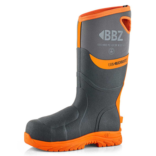 BuckBootz BBZ9000 Neoprene Hi Vis Safety Wellington Boots in Grey and Orange main image