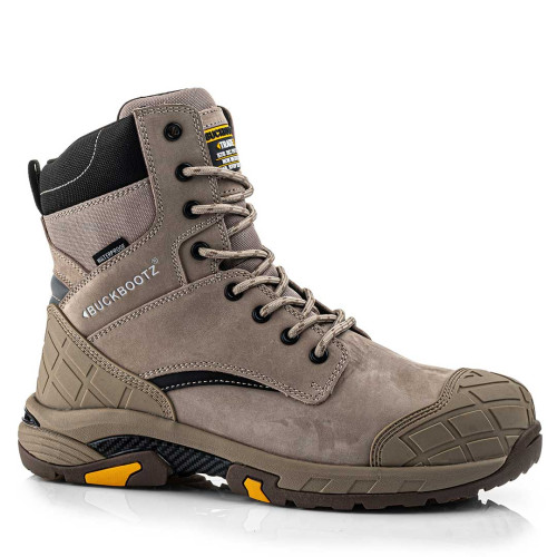 Buckler Buckbootz BLASTZ Safety Boots in Stone. Waterproof high-leg boots with composite toe cap, slip resistance, and scuff cap protection. main image