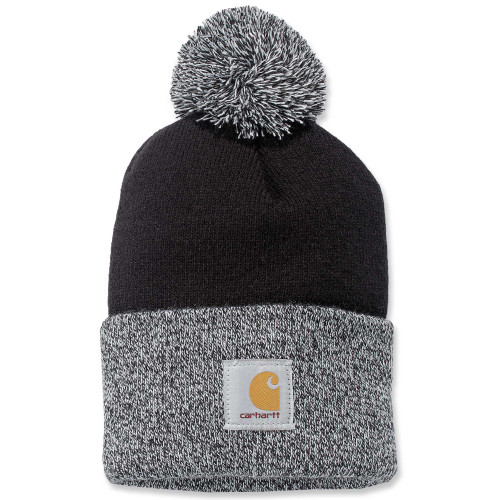 carhartt women's pom pom beanie hat in black