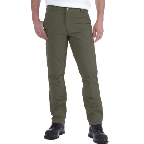 Carhartt 103340 Slim Fit Tapered Leg Duck Double Front Dungaree Trousers Tarmac model front