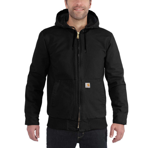 Carhartt 104050 3M Insulated Jacket Heavyweight Cotton Duck Coat in Black size small front view