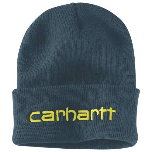 Carhartt 104068 Knit Beanie Hat with Carhartt logo in night blue main image
