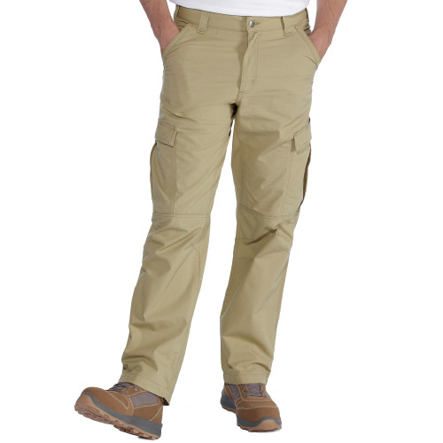 Carhartt 104200 Force Relaxed Fit Straight Leg Ripstop Trousers Dark Khaki model front