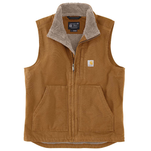 Carhartt 104277 Sherpa Lined Mock Neck Vest Gilet Bodywarmer in Carhartt Brown front