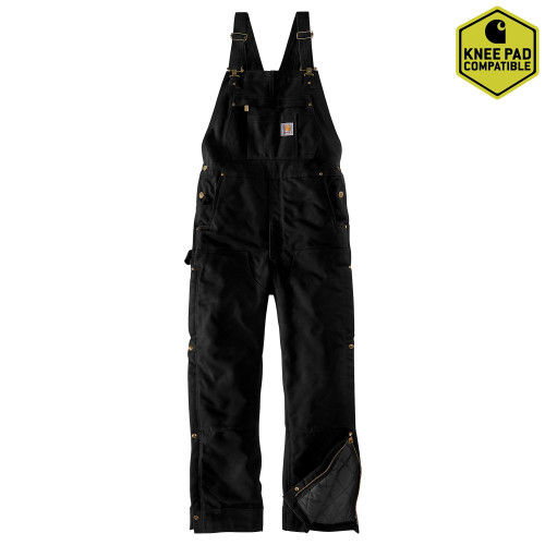 Carhartt 104393 Loose Fit Firm Duck Insulated Bib Overall black front