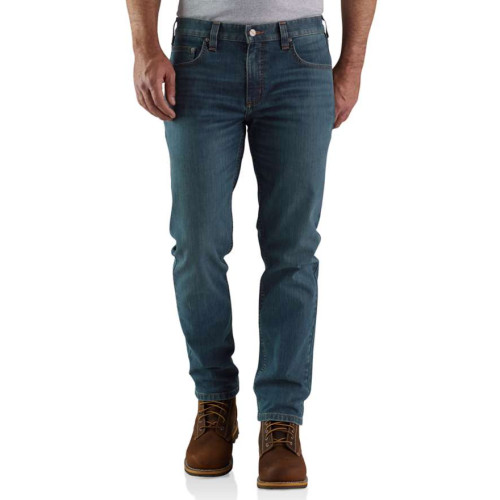 Carhartt 104960 Jeans Rugged Flex Tapered Leg Denim Trousers Canyon blue front