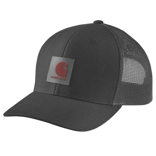 Carhartt 105216 mesh back truckers cap with patch logo in black front