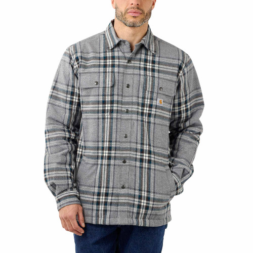Carhartt 105430 Heavyweight Sherpa Lined Flannel Shirt Jacket in Asphalt Grey Main Image