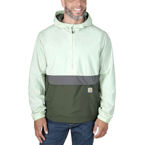Carhartt Rain Defender Anorak - Loose Fit and Lightweight in Tender Green and Dusty Olive size medium front view