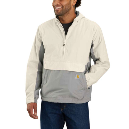 Carhartt 105749 Rain Defender Anorak Loose Fit and Lightweight in Malt / Asphalt medium front view