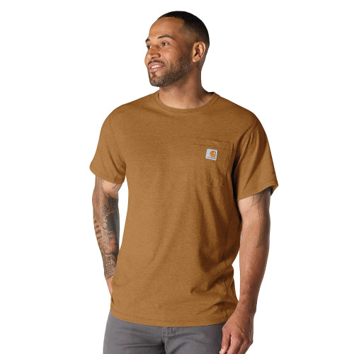 Carhartt 106652 Force Relaxed Fit Pocket T-Shirt with FastDry Technology Brown