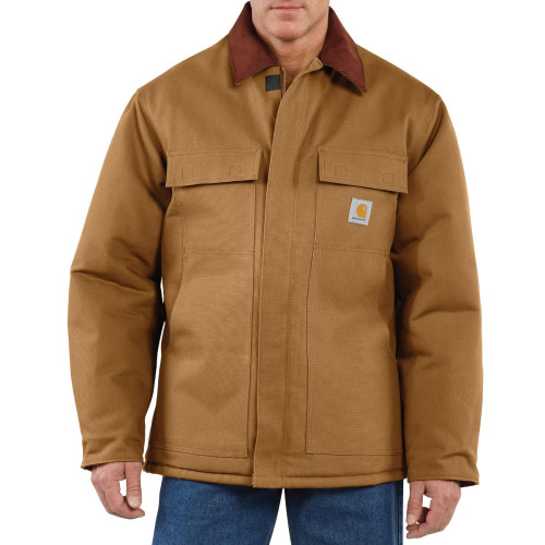 Carhartt 106674 Loose Fit Insulated Firm Duck Traditional Coat Jacket in brown front main image