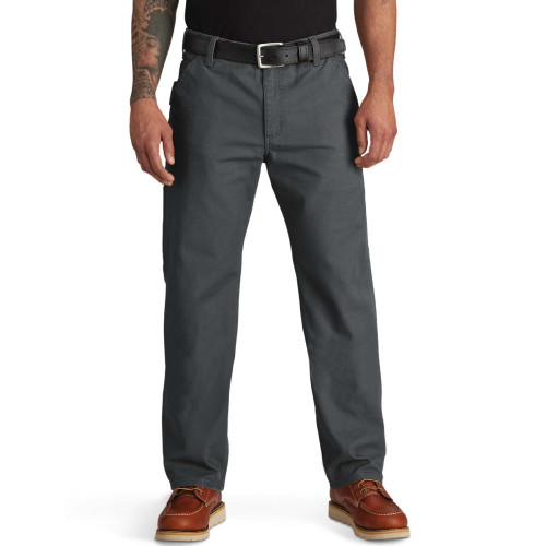 Carhartt Loose Fit Straight Leg Rugged Flex Duck Dungaree Work Pants Trousers in Shadow Grey model front
