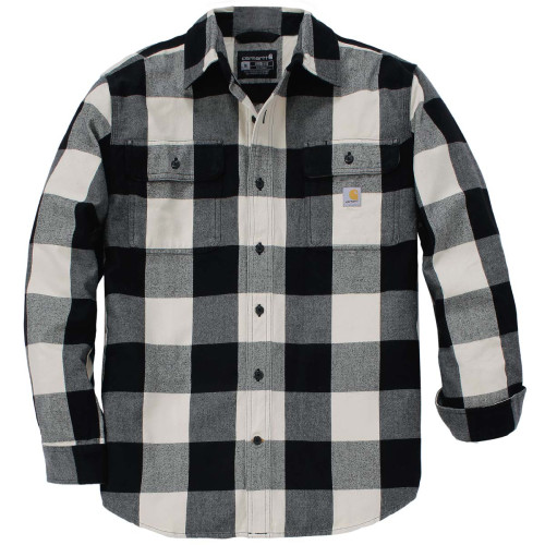 Carhartt 107013 Heavyweight flannel long sleeve shirt in oat milk front main image