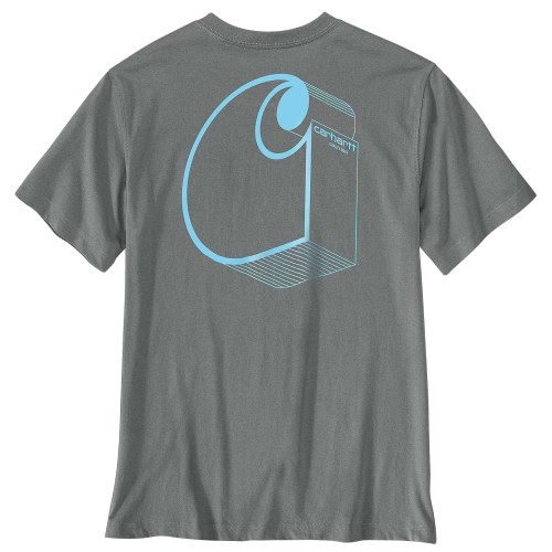 Carhartt 107319 Irvine Relaxed Fit 3D Logo Graphic Pocket T-Shirt Weather Ash front