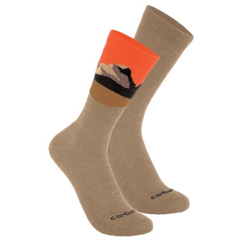 Carhartt 803397 mountain crew socks wool blend in dark khaki main image