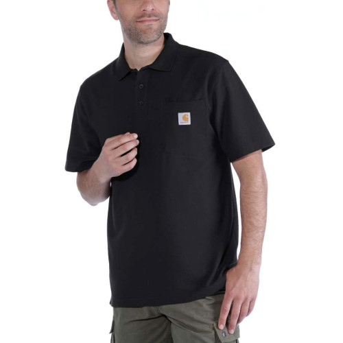Carhartt Polo Shirt with front pocket in black