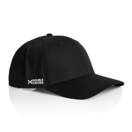 Double Cross Intent Curved Peak 100% Cotton Cap in Black white logo