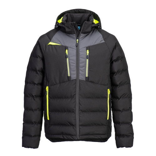 Portwest DX468 Black Insulated Jacket with Detachable Hood and Dynamic Stretch Fabric