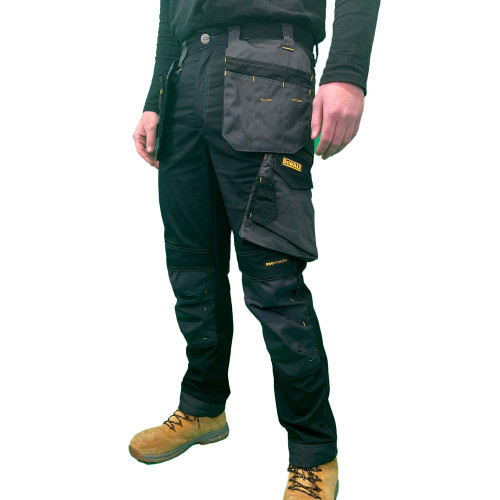 Dewalt Bridgeport slim fit black and grey stretch work trousers with holster pockets