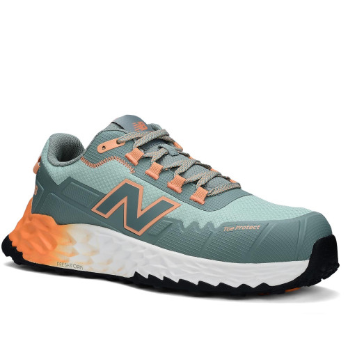 New Balance Fresh Foam Cremorne women's safety trainers in Aqua and Pumpkin