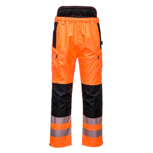 Portwest PW342 Hi-Vis Extreme Rain Trousers in Orange/Black | Waterproof & High Visibility