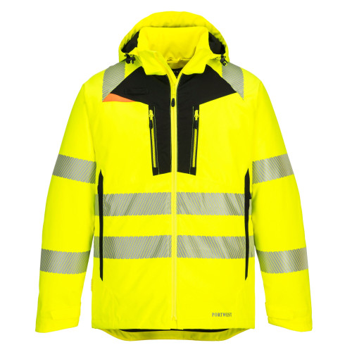 Portwest DX461 DX4 Pro Stretch Hi Vis Waterproof Winter Jacket Yellow Main Image