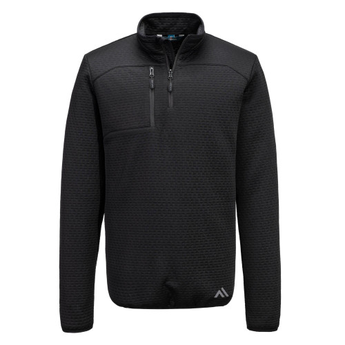 Portwest KX376 KX3 Sport Textured 1/4 Zip Sweatshirt in black main image