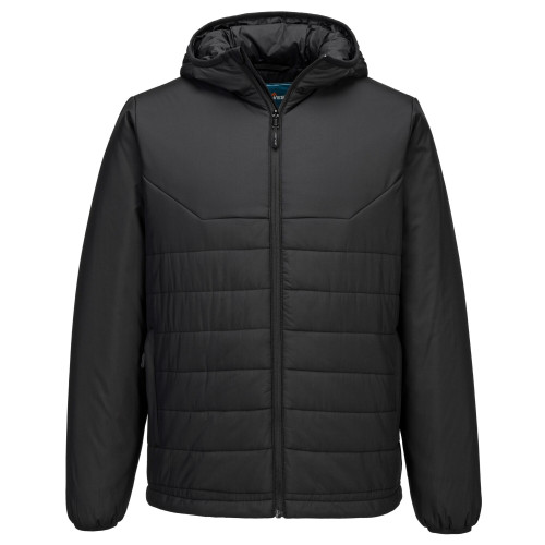 Portwest S608 Professional Hooded Insulated Baffle Jacket in Black main image