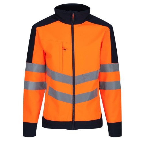 Regatta Pro TRS625 3 Layer Softshell Jacket in Orange and Navy front main image