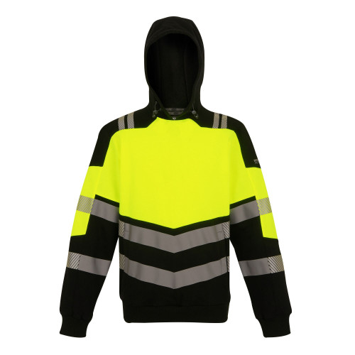 Regatta TRF780 X-Pro Premium Hi-Vis Hoodie in Yellow and Black front main image