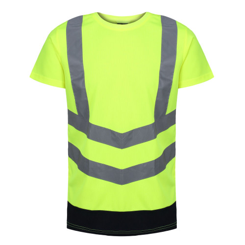 Regatta TRS194 Hi Vis T-Shirt in yellow and navy front main image