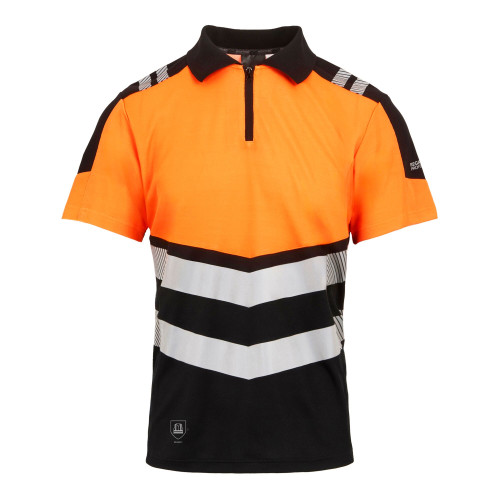 Regatta TRS281 X-Pro two tone hi-vis polo shrt in orange and black front main image