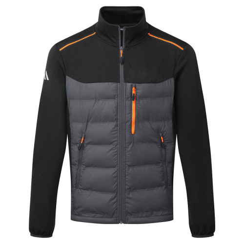 Portwest S381 Hybrid Baffle Jacket Insulated Body Mapped Modern Fit in Black/Grey size medium front