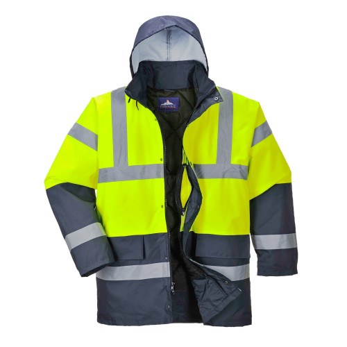 Portwest S466 Hi-Vis Contrast Jacket - Yellow / Navy - Small