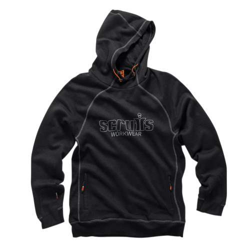 Scruffs Trade Hoodie with Brushed Fleece and Abratect Panels in Black front view