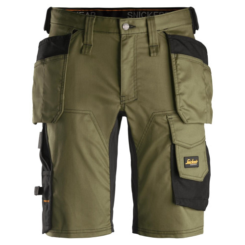 Snickers 6141 Premium Stretch Shorts in Khaki Green with holster pockets main image