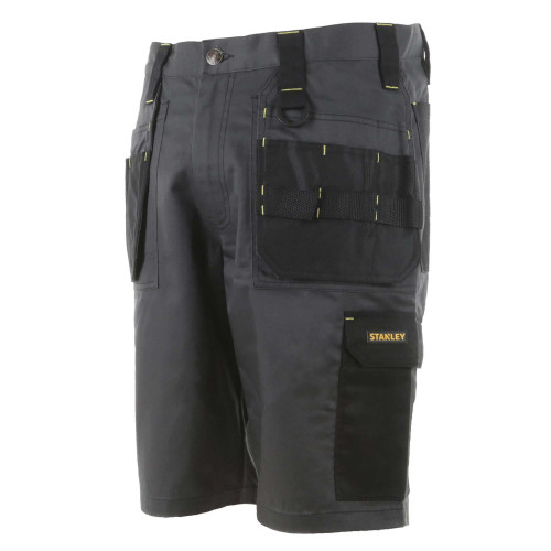 Stanley Lincoln Work Shorts in Grey with Multiple Pockets and Stretch Features