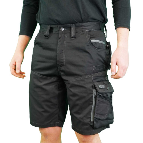 Apache ATS Cargo Shorts in Black with Multi-Pocket Design and Stretch Waist