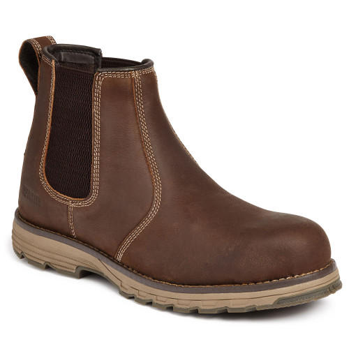 Apache Flyweight Brown Leather Safety Dealer Boots with aluminium toe and composite midsole protection Size 8