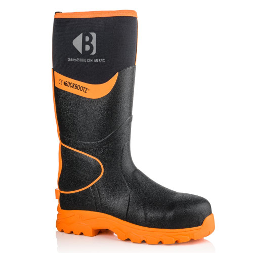 Buckler Boots BBZ8000 S5 Black/Orange High Visibility Neoprene/Rubber Safety Wellington Boot size 9