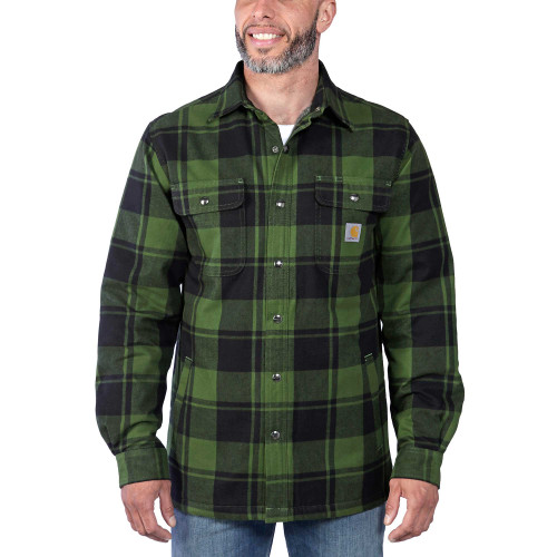 Carhartt 105939 heavyweight and very warm sherpa lined flannel shirt jacket model