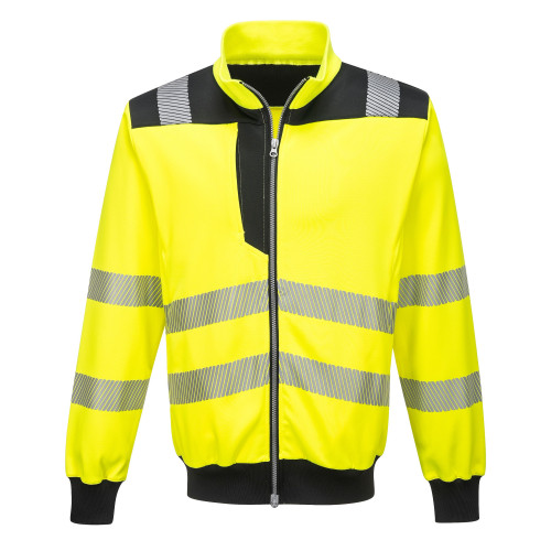Portwest PW370 Hi visibility full zip sweatshirt in yellow and black