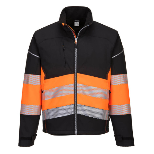 Portwest PW375 Hi Vis Softshell Jacket - Orange / Black - Medium