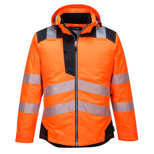 Portwest T400 - PW3 Stylish Hi-Vis Winter Jacket in Orange/Black