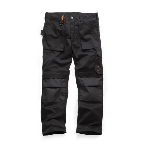 Scruffs Worker Trousers Deep Front Pockets Loose Fit Black Size 28w Reg Leg