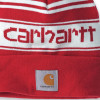 Carhartt 105168 Knitted Pom Pom Logo Beanie Hat Red / White